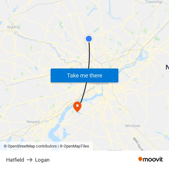 Hatfield to Logan map