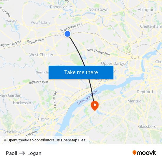 Paoli to Logan map