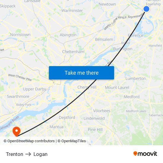 Trenton to Logan map