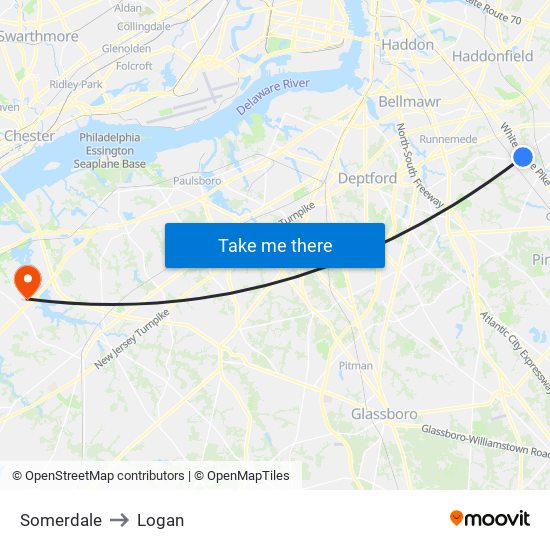 Somerdale to Logan map