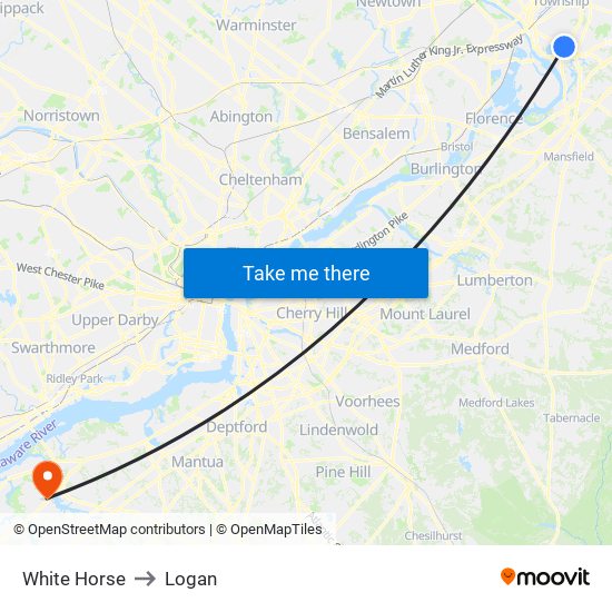 White Horse to Logan map