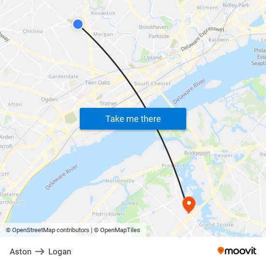 Aston to Logan map