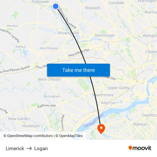 Limerick to Logan map