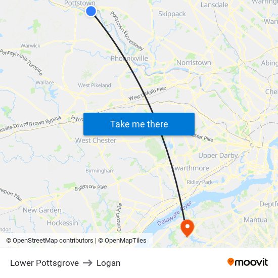 Lower Pottsgrove to Logan map