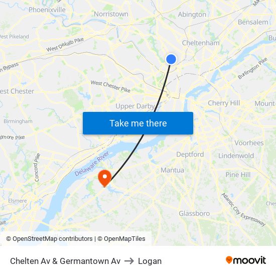 Chelten Av & Germantown Av to Logan map