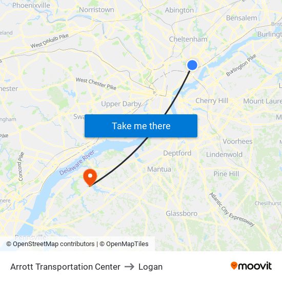 Arrott Transportation Center to Logan map