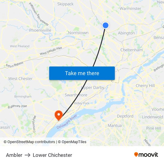 Ambler to Lower Chichester map