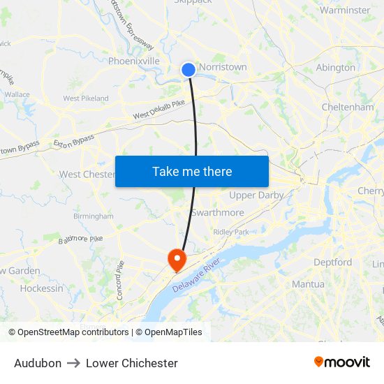 Audubon to Lower Chichester map