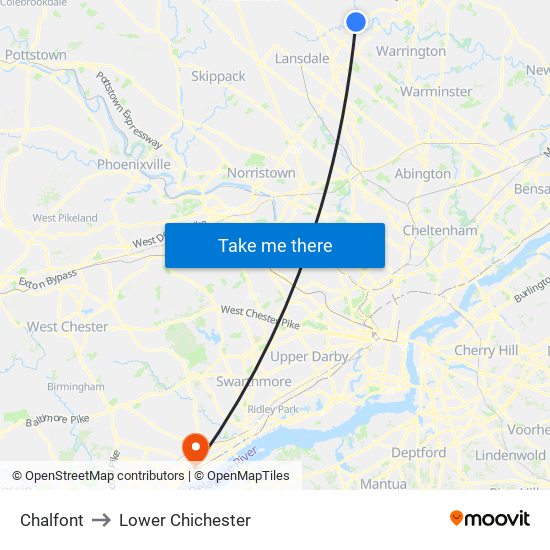 Chalfont to Lower Chichester map