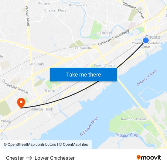 Chester to Lower Chichester map