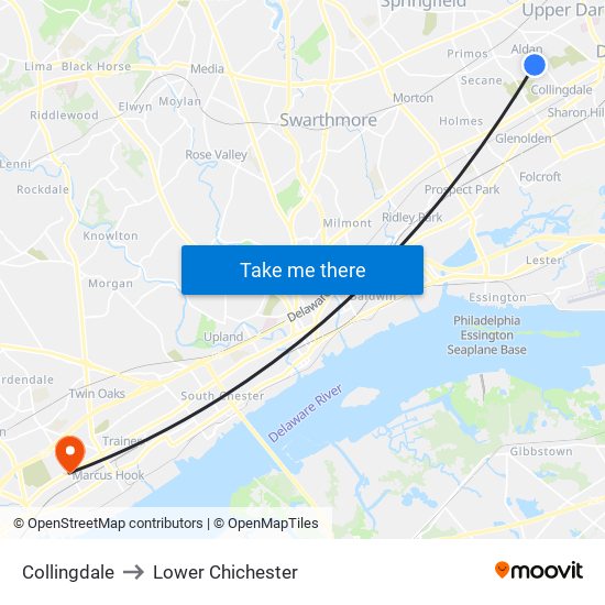 Collingdale to Lower Chichester map