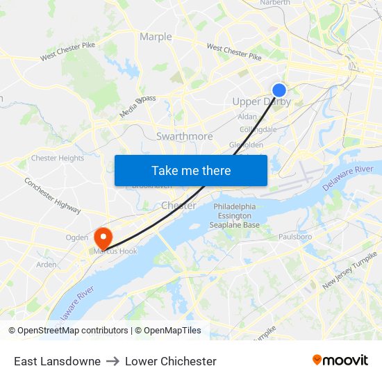 East Lansdowne to Lower Chichester map