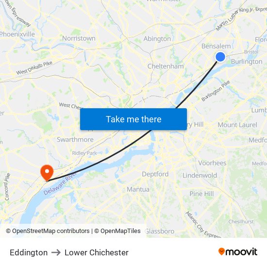 Eddington to Lower Chichester map