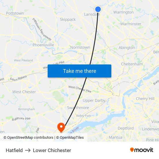 Hatfield to Lower Chichester map