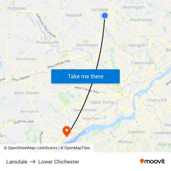 Lansdale to Lower Chichester map