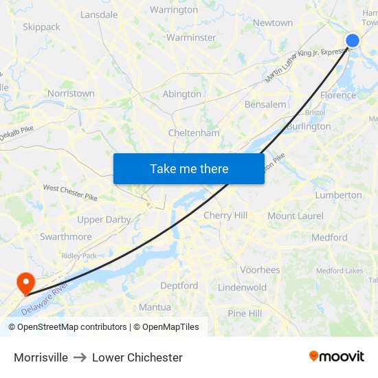 Morrisville to Lower Chichester map