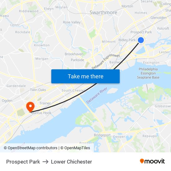 Prospect Park to Lower Chichester map
