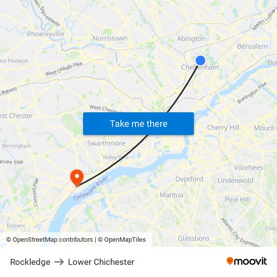 Rockledge to Lower Chichester map