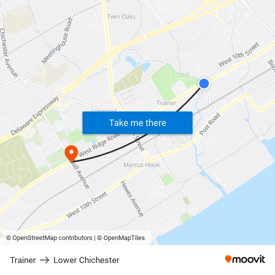 Trainer to Lower Chichester map