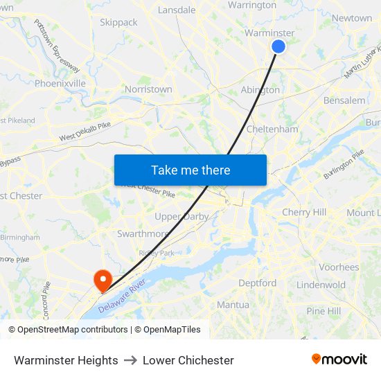 Warminster Heights to Lower Chichester map