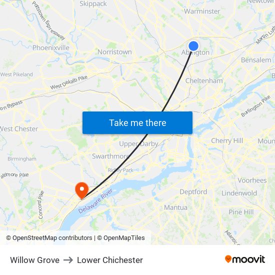 Willow Grove to Lower Chichester map