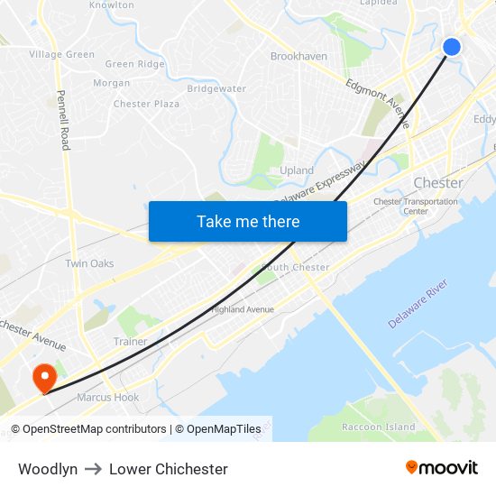 Woodlyn to Lower Chichester map