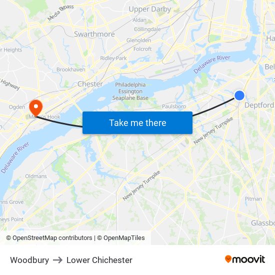 Woodbury to Lower Chichester map