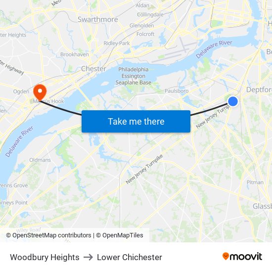Woodbury Heights to Lower Chichester map