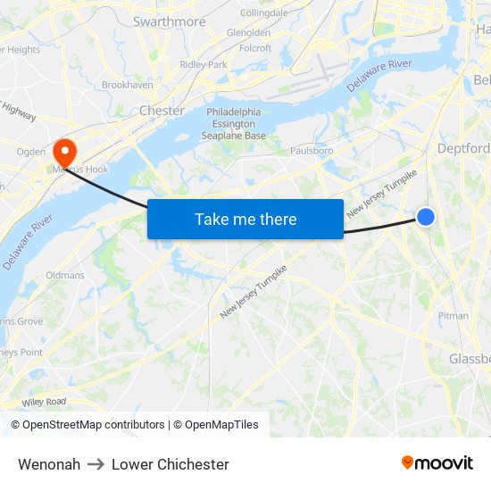 Wenonah to Lower Chichester map