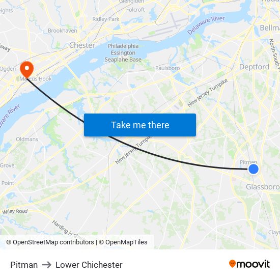 Pitman to Lower Chichester map