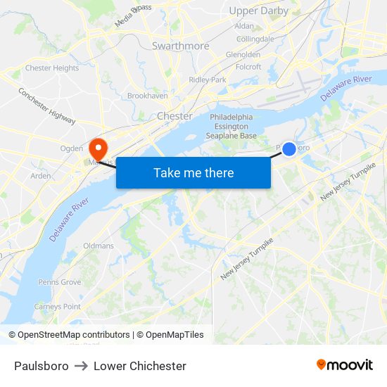 Paulsboro to Lower Chichester map