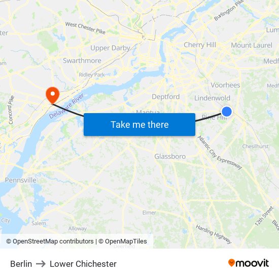 Berlin to Lower Chichester map