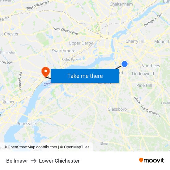Bellmawr to Lower Chichester map