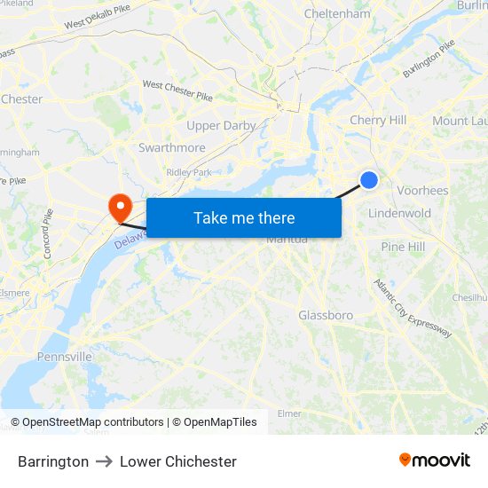 Barrington to Lower Chichester map