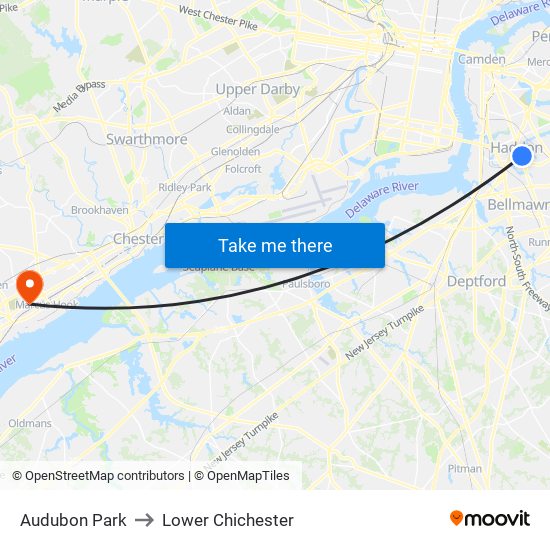 Audubon Park to Lower Chichester map