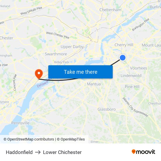 Haddonfield to Lower Chichester map