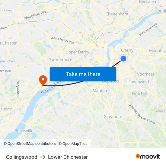 Collingswood to Lower Chichester map