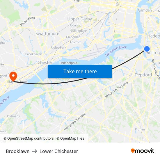 Brooklawn to Lower Chichester map