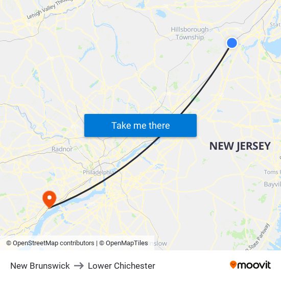 New Brunswick to Lower Chichester map