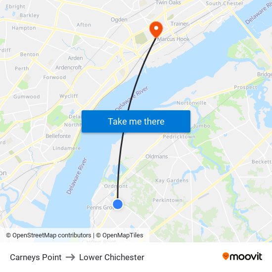 Carneys Point to Lower Chichester map