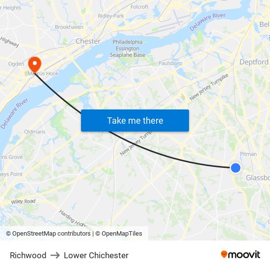 Richwood to Lower Chichester map