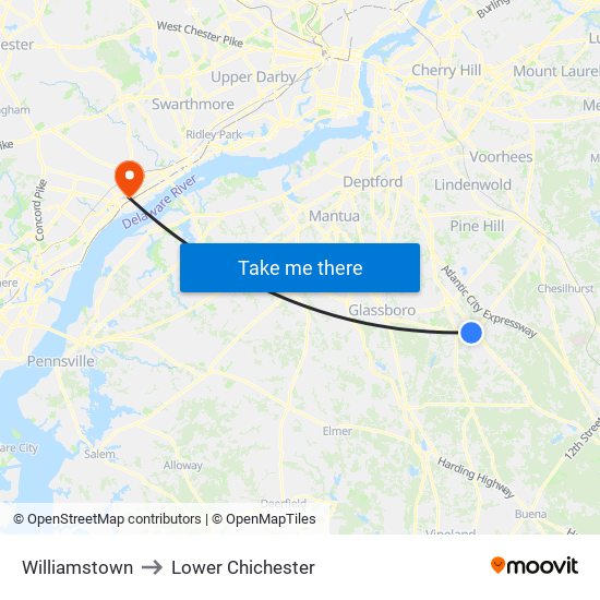 Williamstown to Lower Chichester map