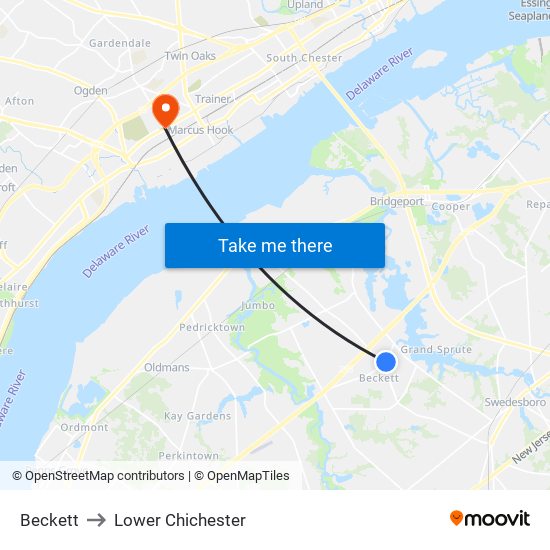 Beckett to Lower Chichester map