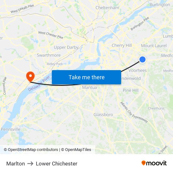 Marlton to Lower Chichester map