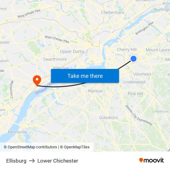 Ellisburg to Lower Chichester map