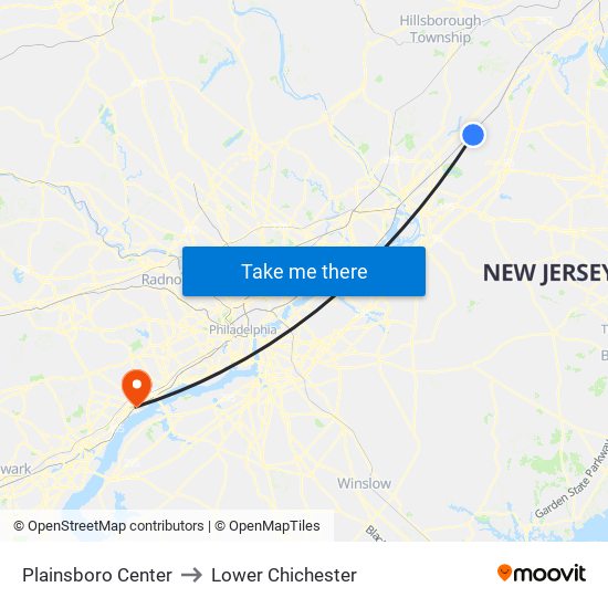 Plainsboro Center to Lower Chichester map
