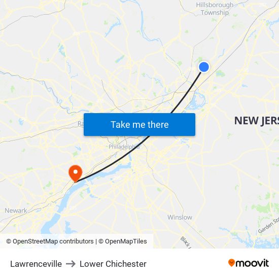 Lawrenceville to Lower Chichester map