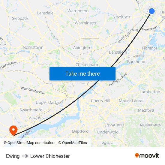 Ewing to Lower Chichester map