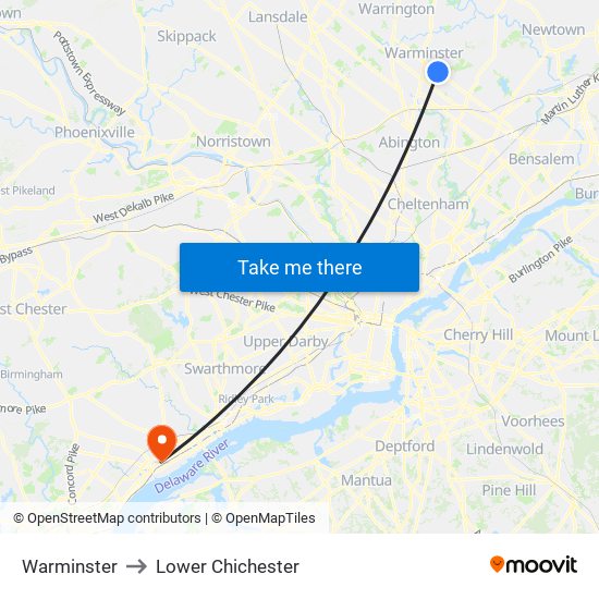 Warminster to Lower Chichester map