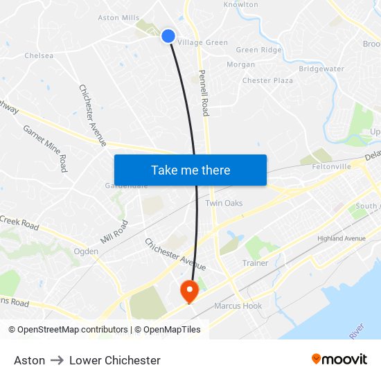 Aston to Lower Chichester map